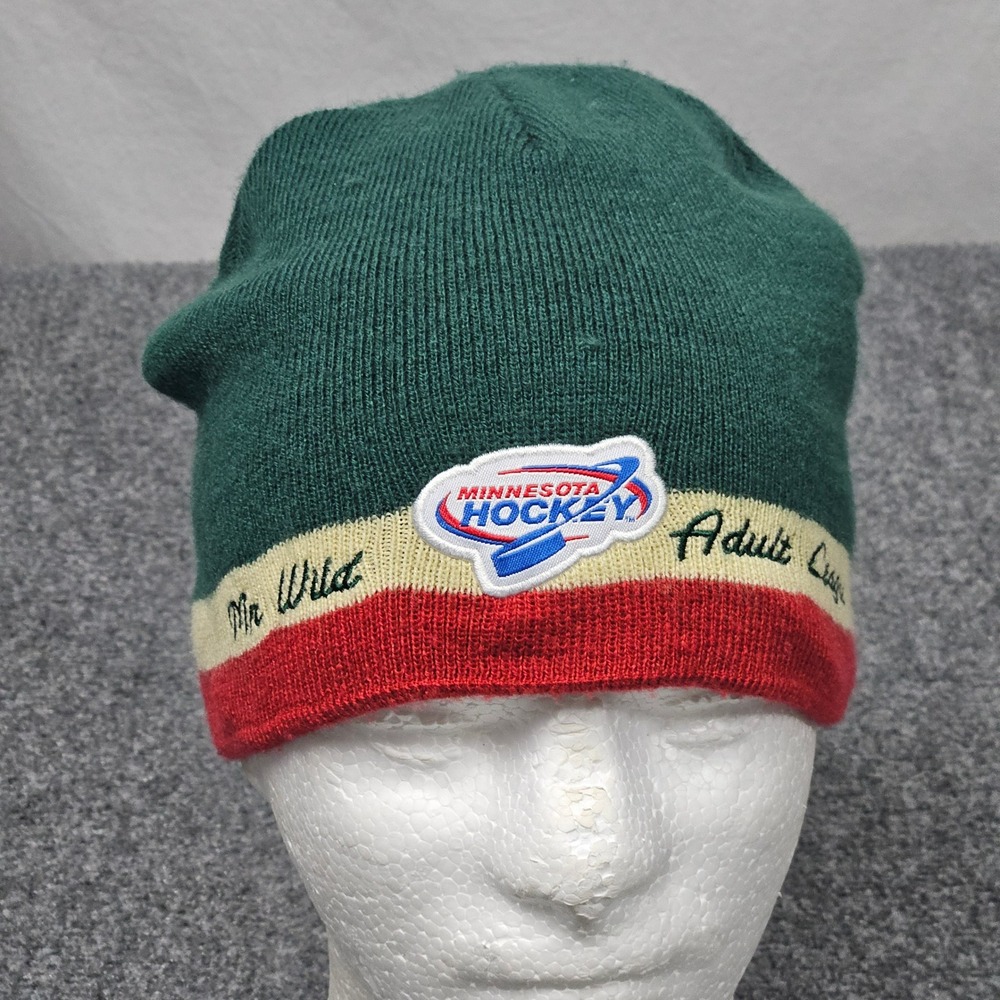 Minnesota Wild Hockey Knit Beanie Green Red Adult‎ League Y2K